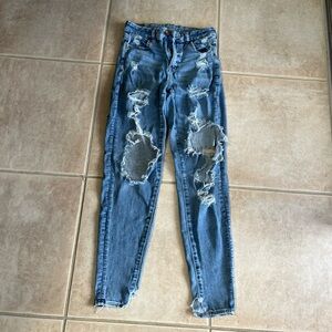 American Eagle Outfitters Ripped Blue Skinny Jeans